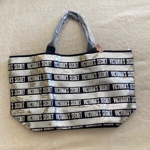 Victoria's Secret Sequin Black and Silver Tote